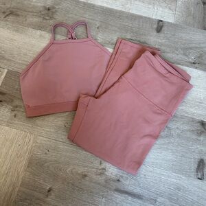 Forever 21 Mauve Pink Activewear Set with Racerback Top and Capri Leggings